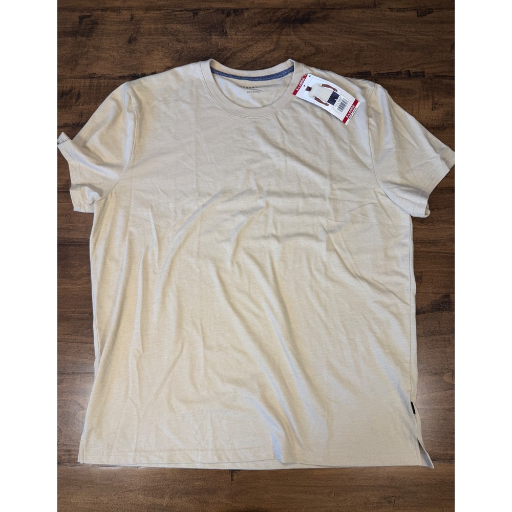 Lucky Brand Men Taupe Slub Knit Crew Neck T-Shirt XL